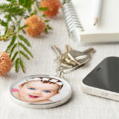 Precious Photo Memory Mother's Day Silver Round Sleutelhanger (Zijkant)