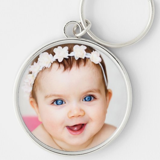 Precious Photo Memory Mother's Day Silver Round Sleutelhanger (Voorkant)