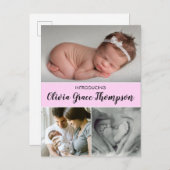 "Precious Pink: Baby Meisje Geboorte Aankondiging  (Voorkant / Achterkant)