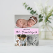 "Precious Pink: Baby Meisje Geboorte Aankondiging  (Staand voorkant)