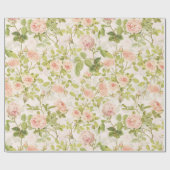 Precious Pink Redouté Rozen Pattern Pink Cadeaupapier (Vlak)