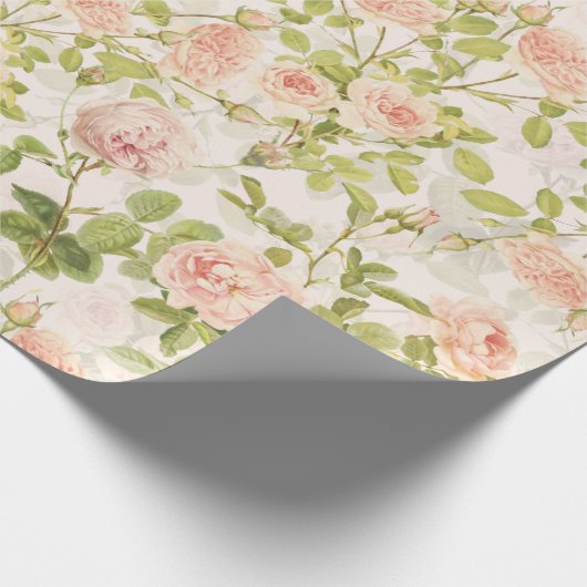 Precious Pink Redouté Rozen Pattern Pink Cadeaupapier (Hoek)