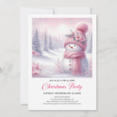 Precious Pink Snowman Editable Kids Christmas Kaart (Voorkant)