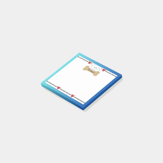 Precious Puppy Bot, Poot en Harten gepersonaliseer Post-it® Notes (Schuin)