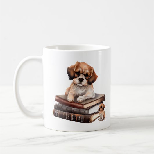 Precious Puppy met boeken Koffiemok (Links)