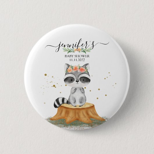 Precious Raccoon Wildlife Baby Show Ronde Button 5,7 Cm (Voorkant)
