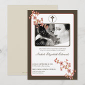 Precious Red Cherry Blossom Baptism Invitation Kaart (Voorkant / Achterkant)