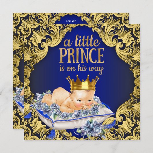 Precious Royal Prince Baby shower Kaart (Voorkant / Achterkant)