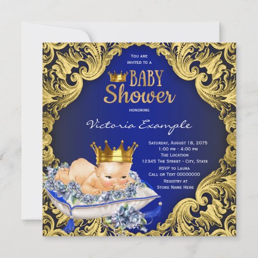 Precious Royal Prince Baby shower Kaart (Achterkant)