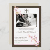 Precious roze Cherry Blossom Baptism Invitation Kaart (Voorkant / Achterkant)