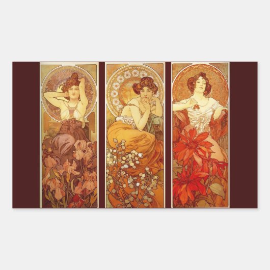 Precious Stones - Alphonse Mucha Rechthoekige Sticker (Voorkant)