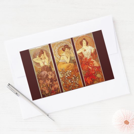 Precious Stones - Alphonse Mucha Rechthoekige Sticker (Envelop)