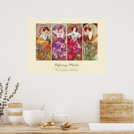 Precious Stones and Flowers, Alphonse Mucha Poster (Keuken)