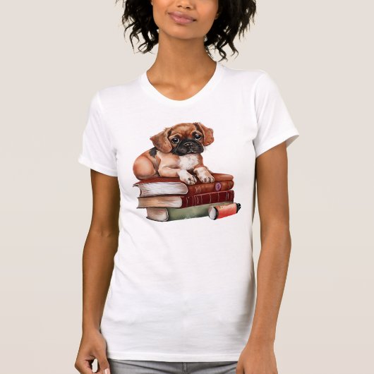 Precious Sweet Puppy met boeken T-shirt (Voorkant)