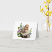 Precious Waterverf Chick met Flowers BLANK Kaart (Gele Bloem)