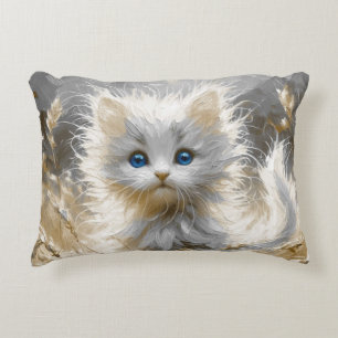 Precious White Kitten Accent Kussen