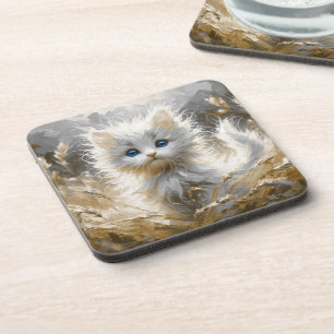 Precious White Kitten Bier Onderzetter