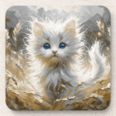 Precious White Kitten Bier Onderzetter (Voorkant)