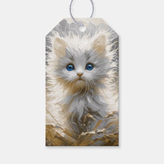 Precious White Kitten Cadeaulabel (Voorkant)