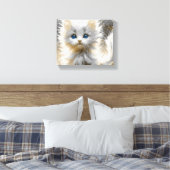 Precious White Kitten Canvas Afdruk (Insitu (Slaapkamer))
