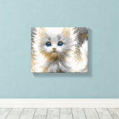 Precious White Kitten Canvas Afdruk (Insitu (Houten vloer))