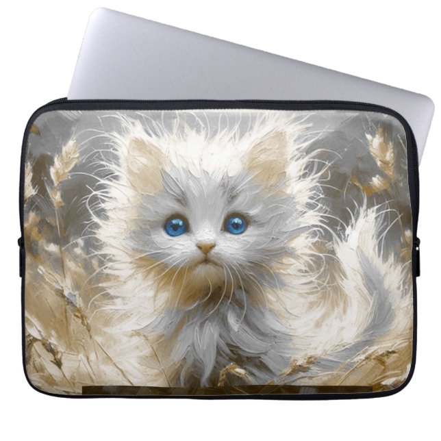 Precious White Kitten Laptop Sleeve (Voorkant)