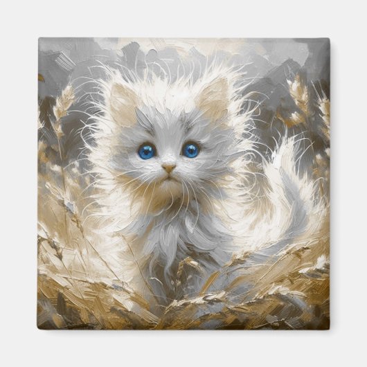 Precious White Kitten Magneet (Voorkant)