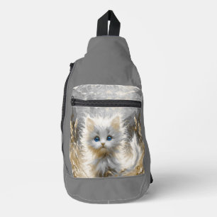 Precious White Kitten Sling Bag
