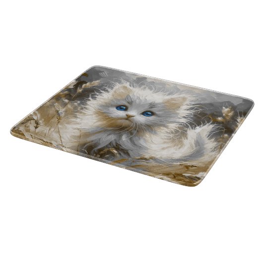 Precious White Kitten Snijplank (Hoek)