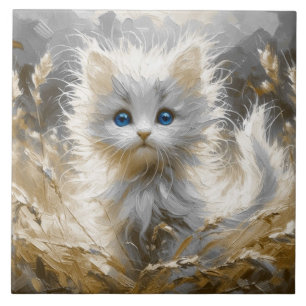 Precious White Kitten Tegeltje