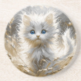 Precious White Kitten Zandsteen Onderzetter
