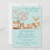 Precious Woodland Animals Baby Shower Kaart (Voorkant)