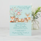 Precious Woodland Animals Baby Shower Kaart (Staand voorkant)