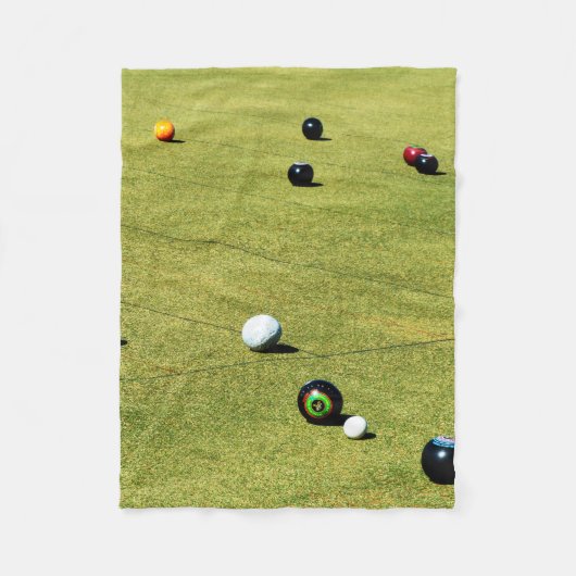 Precisie en Strategie: Lawn Bowl Wedstrijdspel Fleece Deken (Voorkant)