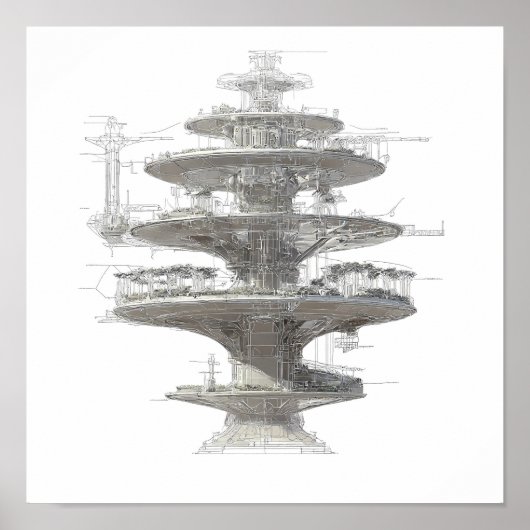 Precisie-engineeringskunst: Hydroponisch Helix-sys Poster (Voorkant)