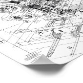 Precisie technische kunst: modulaire machine poster (Hoek)