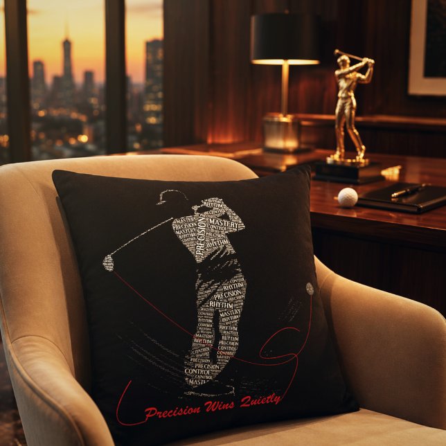 Precisie Wint Stilletjes Golf Woordkunst Kussen (Creator heeft geüpload)