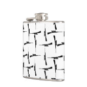 Precision-navolging: jachtmotif zwart-wit P Heupfles (Links)