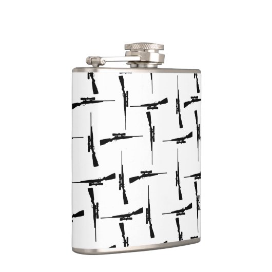 Precision-navolging: jachtmotif zwart-wit P Heupfles (Rechts)