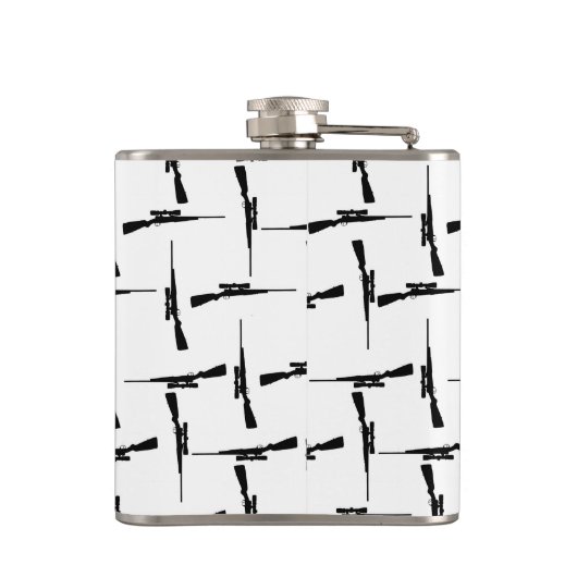 Precision-navolging: jachtmotif zwart-wit P Heupfles (Achterkant)