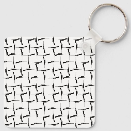 Precision-navolging: jachtmotif zwart-wit P Sleutelhanger (Achterkant)