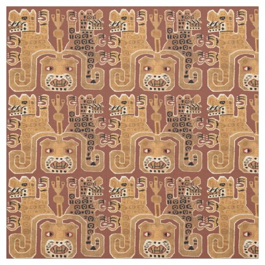 PreColumbia Peruvian Wari Jaguar Tribal Pattern Stof (Swatch)