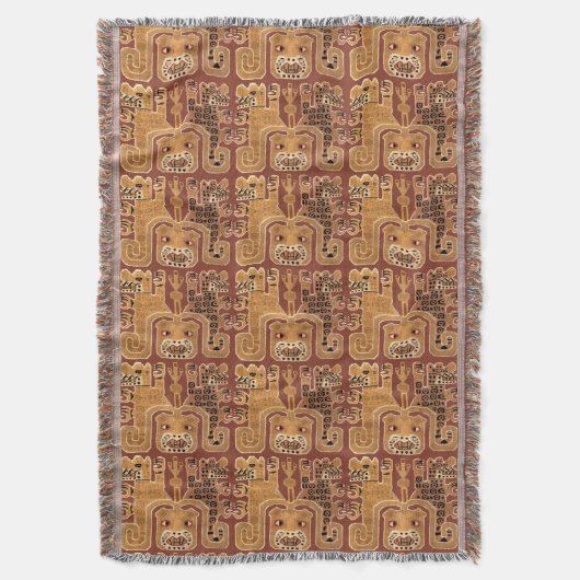 PreColumbia Peruvian Wari Tribal Jaguar Pattern Deken (Voorkant Verticaal)