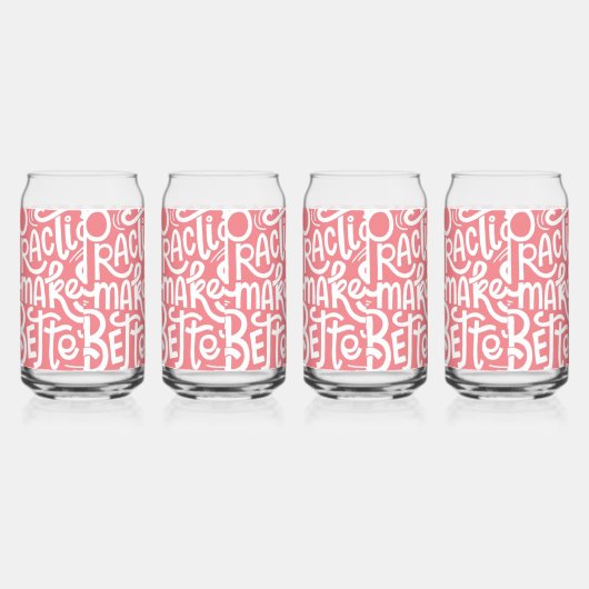 PRECTICE BETER MAKEN IN ROZE KLEUR Drinkware se Blikvorm Glas (Voorkant)