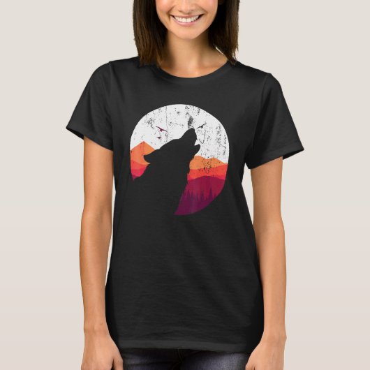 Predator Animal Howling Wolf Full Moon Wolf T-shirt (Voorkant)