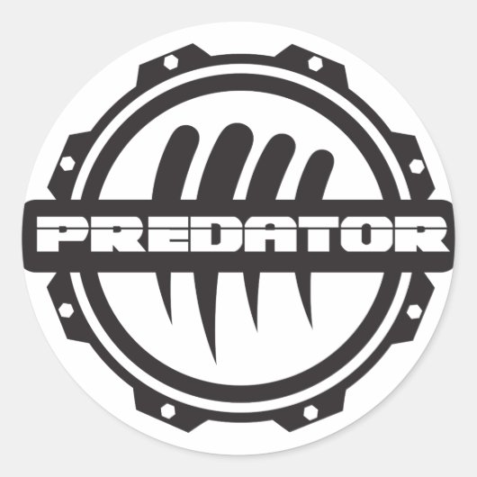 Predator Inc. Gear Logo Ronde Sticker (Voorkant)