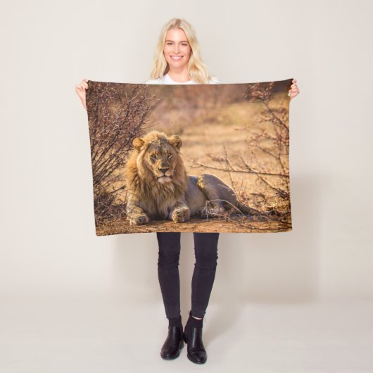 Predator Lion in Zuid-Afrika Fleece Deken (In situ)