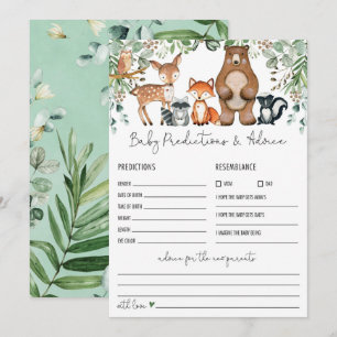 Predictions & Advice Woodland Baby shower Game Kaart