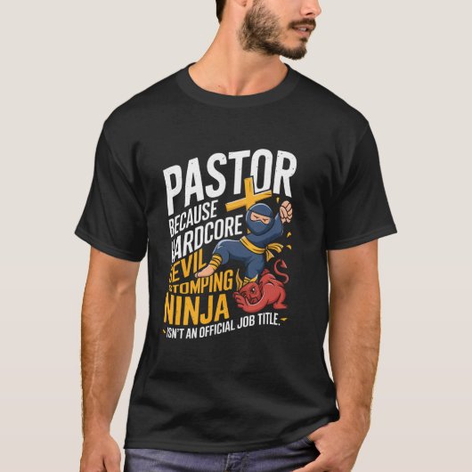 Predikant Duivel Stampende Christelijke Sermonator T-shirt (Voorkant)