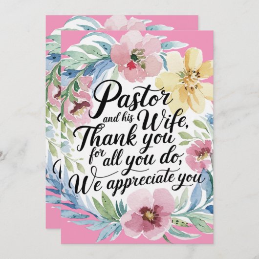 ✝️ Predikant Predikantsvrouw Waarderingsverjaardag Bedankkaart (Voorkant / Achterkant)